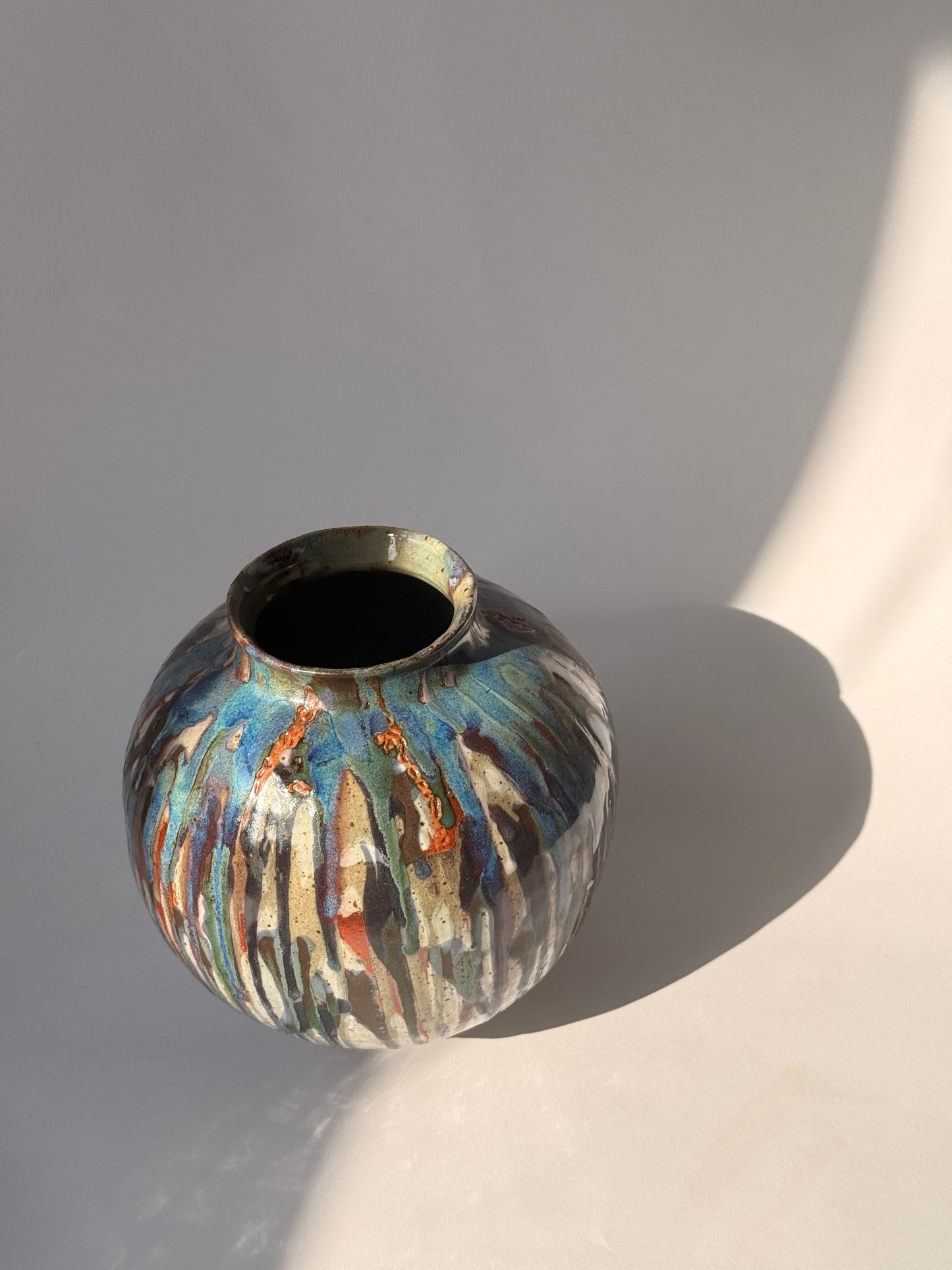 sculptural blue drip vessel