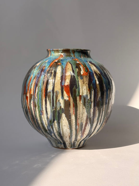 sculptural blue drip vessel